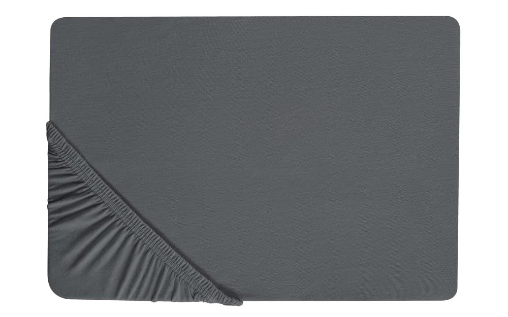 Anthracite fitted sheet laid flat with one elasticated corner folded back