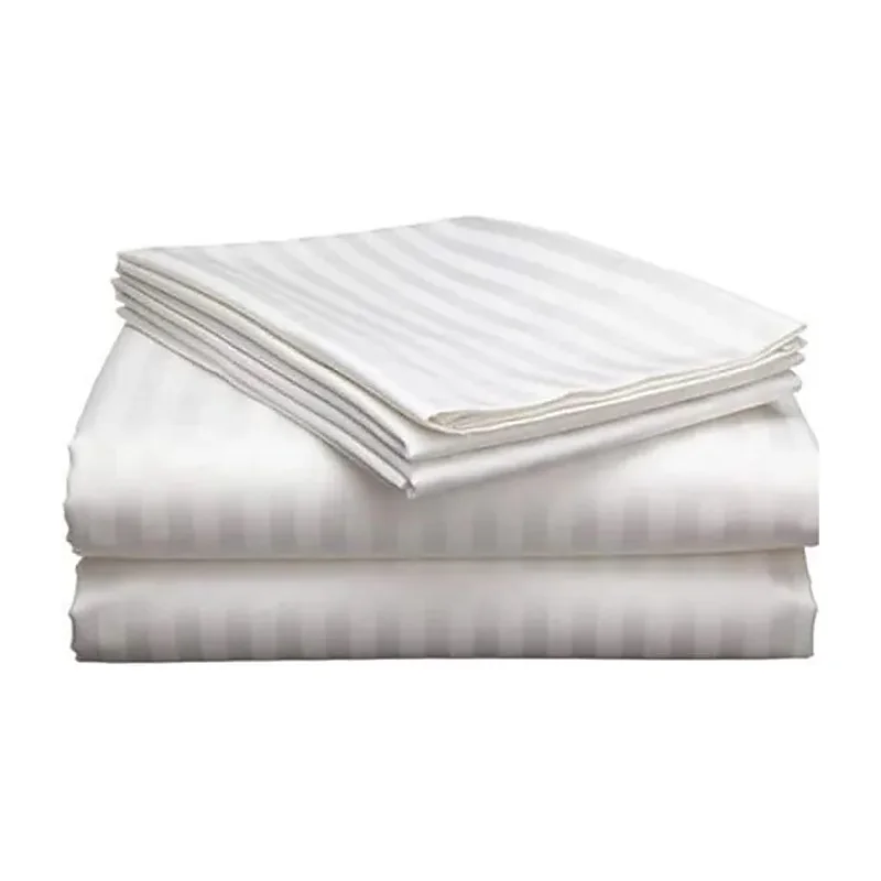 Folded white stripe satin sheet set