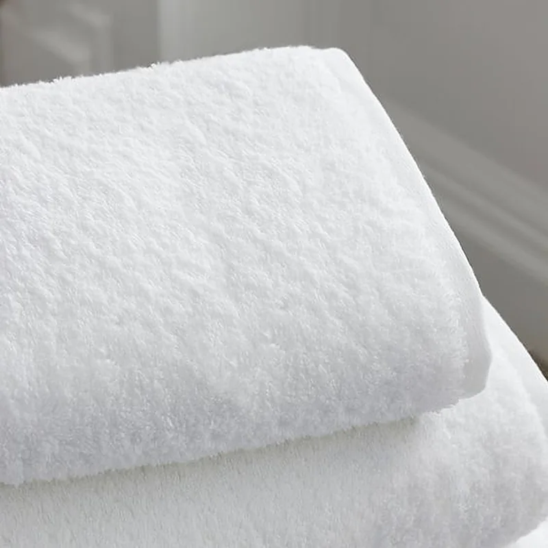 Close-up of thick white terry towel loops